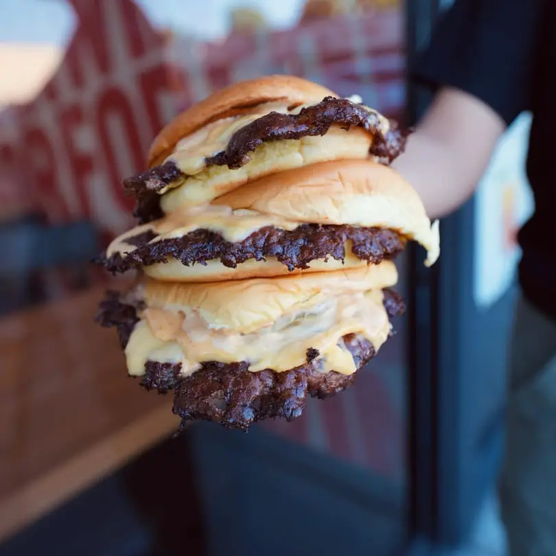 Stacked burgers
